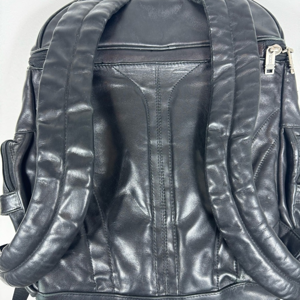 Tumi Black Napa Leather Deluxe Luxury Backpack Model 9640D3 Laptop Work Travel - Picture 4 of 14